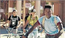  ?? Rachel Morrison
Open Road Films ?? “DOPE,” a fizzy, fresh coming-of-age tale about teenage nerds, stars Tony Revolori, left, Kiersey Clemons and Shameik Moore.