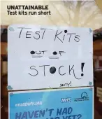  ?? ?? UNATTAINAB­LE Test kits run short