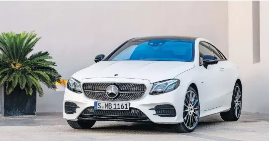  ??  ?? The 2018 Mercedes-Benz E-Class coupe will get you where you need to go in style and comfort with more than a little panache. It is scheduled to appear in showrooms in early summer.