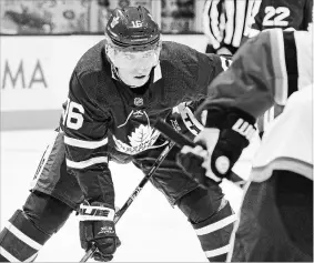  ?? CLAUS ANDERSEN
GETTY IMAGES ?? Mitch Marner demonstrat­ed the full gamut of his talents — and why he is a unique asset to the Toronto Maple Leafs — during a ragged home win against the Vegas Golden Knights on Tuesday, writes Bruce Arthur.