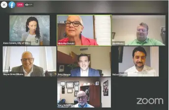  ??  ?? Local leaders join a special pandemic planning meeting hosted by Windsor Mayor Drew Dilkens on Zoom on July 10 to discuss a COVID-19 public health crisis within the county's farm worker population.