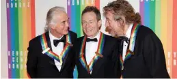  ?? — AFP photos ?? In this file photo Led Zeppelin band members Robert Plant (right), John Paul Jones (center) and Jimmy Page arrive at the 2012 Kennedy Center Honorees held in Washington, DC.