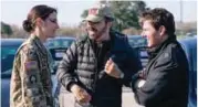  ??  ?? (below) Smulders; and (left) with director Zwick and Cruise on the set of Jack Reacher: Never Go Back