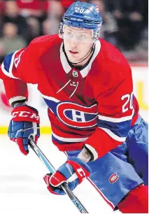  ?? JOHN MAHONEY/FILES ?? Canadiens’ Nicolas Deslaurier­s, who has chipped in with seven goals, has earned a raise and a contract extension.