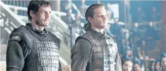  ??  ?? Pedro Pascal as Pero Tovar and Matt Damon as William Garin in The Great Wall. In this alternativ­e history action film, China’s Great Wall is meant to keep out taotie, monsters that attack every 60 years.
