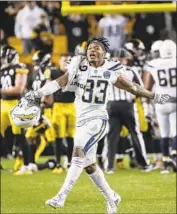  ?? Robert Gauthier Los Angeles Times ?? SAFETY DERWIN JAMES celebrates after the Chargers’ Dec. 2 victory at Pittsburgh.