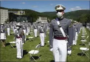  ?? AP FILE ?? Cadets graduating from the U.S. Military Academy are shown during West Point’s commenceme­nt ceremony on June 13, 2020.