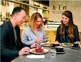  ??  ?? Serving delicious food and drinks in a welcoming environmen­t, Kin Bistro & Wine Bar in Ballantyne­s Christchur­ch is a great place to catch up with family or friends.