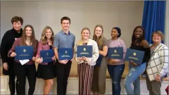  ?? SUBMITTED PHOTO ?? Delaware County Chapter Daughters of the American Revolution honored eight recipients of the Good Citizens Award at their recent meeting. Pictured are Barb Cella, Chapter Chairman of the Good Citizens Committee, Kristin Deaver, Caroline Kunze, Ryan Henry, Mackenzie Dendek, Lindsay Ferguson, Catherine Salee, Deajah Walker and Barb Shaw, Regent of Delaware County Chapter DAR. Not pictured: Ann Bedell Crockett