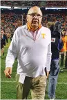  ?? THE ASSOCIATED PRESS FILE ?? Tennessee offensive coordinato­r Mike DeBord, pictured, said the Vols must become more consistent on that side of the football.