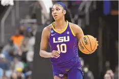  ?? HANS PENNINK / ASSOCIATED PRESS ?? LSU forward Angel Reese brings the ball upcourt during an NCAA Tournament Elite Eight game against Iowa on Monday in Albany, N.Y.