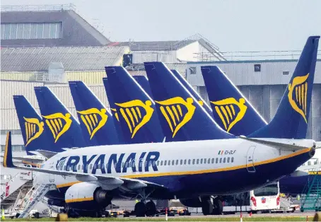  ?? AFP ?? Irish carrier Ryanair was Europe’s busiest airline before the coronaviru­s pandemic grounded most internatio­nal air travel across the continent.