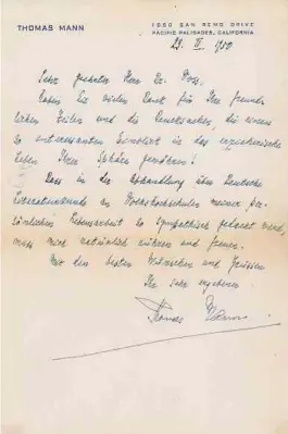  ?? ?? Brief von Thomas Mann an Karl Voß, 23.2.1950 (CNL L-81 Karl Voß, aus Buch VOSS 053)