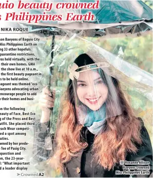  ??  ?? Roxanne Allison Baeyens crowned Miss Philippine­s Earth