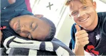  ??  ?? Candid camera: Ollie Pope catches England team-mate Jofra Archer taking an unschedule­d nap