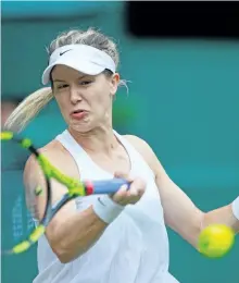  ?? ADAM PRETTY/ GETTY FILES ?? Eugenie Bouchard plays a forehand on day four of Wimbledon in this file photo. Bouchard announced Sunday that she will compete for Canada in the upcoming Olympics despite health concerns.