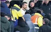  ??  ?? FACE-OFF Eric Dier wades into the crowd to confront a fan