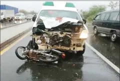  ?? SUPPLIED ?? A damaged ambulance that left three dead in a collision on Saturday in Kampong Cham province.