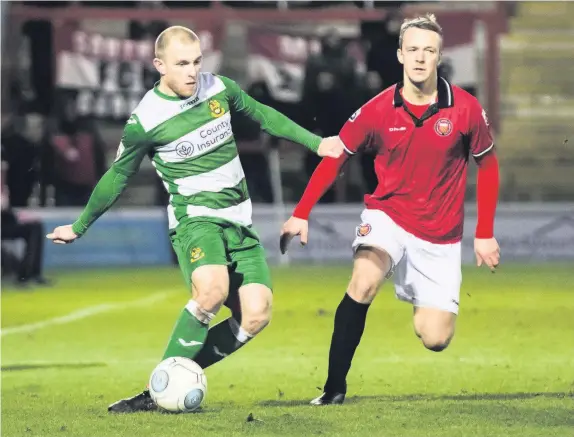  ??  ?? ● Southport captain David Morgan had a penalty saved by the Spennymoor keeper as the Sandground­ers lost 2-0 on Saturday