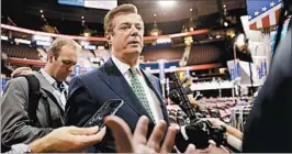  ?? MATT ROURKE/AP ?? Former Trump campaign chairman Paul Manafort met with bipartisan staff of the Senate intelligen­ce committee to answer questions about a June 2016 meeting in Trump Tower.