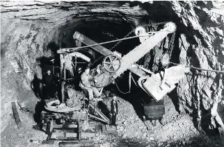  ?? GAZETTE FILES ?? Crews had to use primitive equipment by today’s standards to build the Mount Royal Tunnel but were off by less than an inch in alignment when they met in the middle after a year and a half of digging.