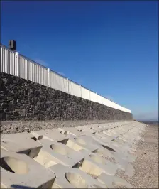  ??  ?? The modern erosion defences in Laytown.