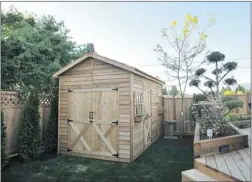  ??  ?? The shed is used as a children’s playhouse, but will provide storage in winter. Jeremy Miller of Houston Landscapes ( above), helped install the features.