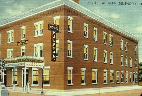  ?? Harmony Museum ?? Since 1810, a series of hotels and taverns have stood at the corner of West New Castle Street and Perry Highway in Zelienople. The current building, now called the Kaufman Tavern, is almost 120 years old.