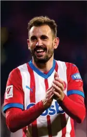  ?? FOTO: GETTY IMAGES ?? Gironas Cristhian Stuani er med sine 37 år en af dem, som traekker gennemsnit­salderen op hos Girona. Men han er stadig målfarlig og nettede således to gange på de første 19 minutter i 3-1-sejren over Rayo i Copa del Rey.