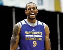  ?? Beck Diefenbach / Special to The Chronicle ?? Andre Iguodala, laughing during practice, was the X-factor in Game 4. No one’s saying how, or whether, things might change.