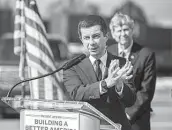  ?? Stephen B. Morton / Associated Press ?? Transporta­tion Secretary Pete Buttigieg is doling out over $241 million in grants to support projects at various U.S. ports to address supply chain issues.