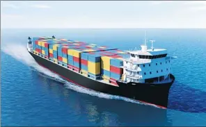  ??  ?? An artist’s design of a 10,000-metric-ton container ship which is under constructi­on in Wuhan. It will be able to sail in the Yangtze River and in China’s coastal waters.