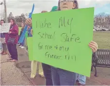  ?? | CLAIRE CROUCH/ LEX18NEWS VIA AP ?? A group protesting school safety in Laurel County, Kentucky, in February.