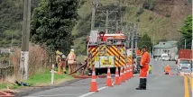  ??  ?? Monitoring work continues at the site of the gas leak north of Paekakarik­i.