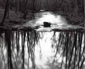  ?? © PAUL CAPONIGRO, COURTESY ETHERTON GALLERY ?? Below (from left): Paul Caponigro, “Reflecting Stream, Redding, Connecticu­t”; Rodney Smith, “Three Men With Shears No. 1, Reims, France.”