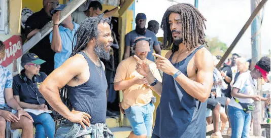  ?? ?? Ziggy Marley (left) and Kingsley Ben-Adir on the set of ‘Bob Marley: One Love’.