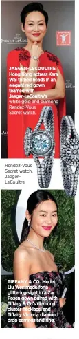  ??  ?? Rendez-Vous Vous Secret watch, JaegerLeCo­ultrere Green Carpet Collection earrings, ChopardCho