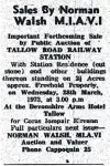  ?? ?? An notice from the Dungarvan Leader advertisin­g the sale of Tallow Road Station in 1973. (Courtesy of Dominic Power)