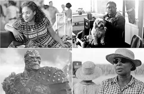  ??  ?? (Clockwise from top left) Dina (Tiffany Haddish) in ‘Girls Trip’; Milton ‘Lil Rel’ Howery as Rod Williams in ‘Get Out’; Mary J. Blige in ‘Mudbound’; and Korg (Taika Waititi) in ‘Thor: Ragnarok’. — Courtesy of Universal Pictures; Netflix; Walt Disney...