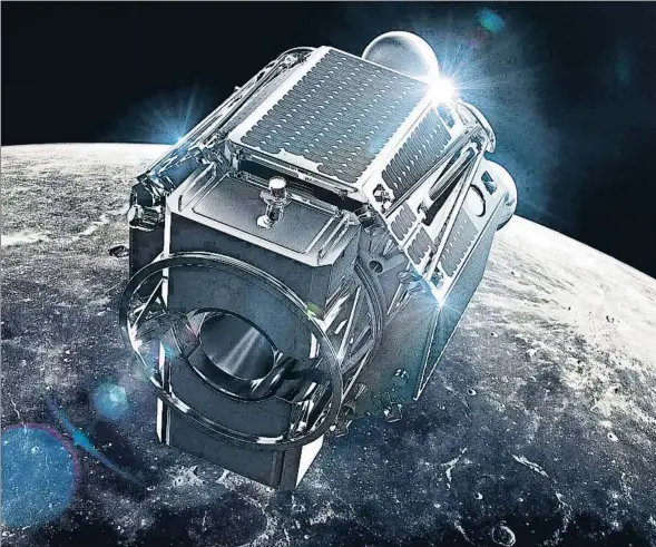  ??  ?? Imatge virtual de l’arribada de la nau de l’equip japonès Hakuto a la Lluna, prevista per al mes de març