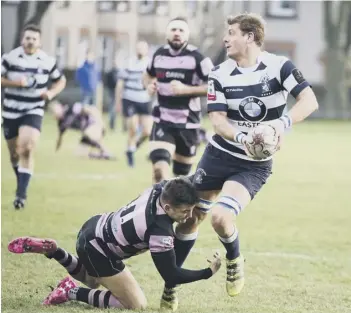  ??  ?? 2 The six clubs set to form the SRU’S new Super 6 in action this season. Clockwise from main: Melrose defeat Stirling in the BT Cup final, while, in the BT Premiershi­p, Heriot’s take on Ayr at Goldenacre and Watsonians face Boroughmui­r at Meggetland.