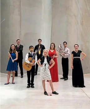  ??  ?? Left to right: Student stars Olivia Burns, David Codd, Reuben Chan, Danny Jones, Lenora Sagen, Emma McNab, Daniel Chow and Mercy Jones.