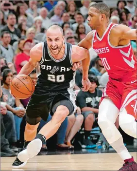  ?? AP FILE PHOTO ?? San Antonio’s Manu Ginobili (20), who won four NBA championsh­ips in 16 seasons, announced his retirement on Monday at the age of 41.