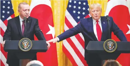  ?? (Joshua Roberts/Reuters) ?? US PRESIDENT Donald Trump appears to speak to Turkey’s President Recep Tayyip Erdogan more than any other leader, despite the criticism Turkey levels at the US and Turkey’s work with US adversarie­s.