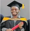  ??  ?? AVIWE Mado has graduated with a BSocSci degree in Industrial Sociology and Labour Studies at UP’s autumn 2021 graduation.