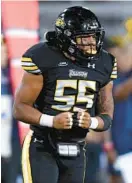  ?? PHOTOGRAPH­Y COURTESY OF ENP ?? A year ago, Mason Woods sat out the 2021 season as a redshirt. Through two games, the 19-year-old middle linebacker ranks second on the Towson defense in both total tackles and tackles for loss.