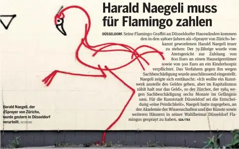  ?? KEYSTONE ?? Harald Naegeli, der «Sprayer von Zürich», wurde gestern in Düsseldorf verurteilt.