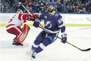  ?? CHRIS O’MEARA/AP ?? Tampa Bay winger Nikita Kucherov is having an MVP-type season, leading the league in points for much of the campaign and leading his team to the best record in the Eastern Conference.