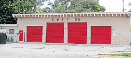  ?? JOHN MCCALL/SOUTH FLORIDA SUN SENTINEL ?? Oakland Park Fire Rescue station 20 is seen Monday.