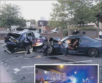  ?? Picture: Simon Hill ?? CARNAGE Simon Hill’s Nissan, left (main picture), was heavily damaged in the incident